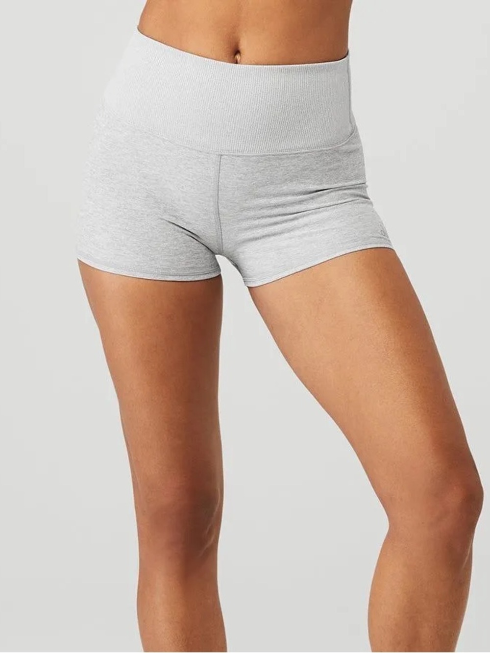 Alo Yoga Alosoft Aura Shorts Zinc Heather Grey High Rise Women’s Small